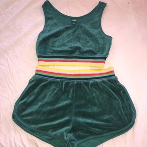 Wild fable green velvet bra and shorts set